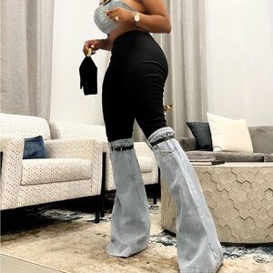 Stylish Black and Gray Flared Pants